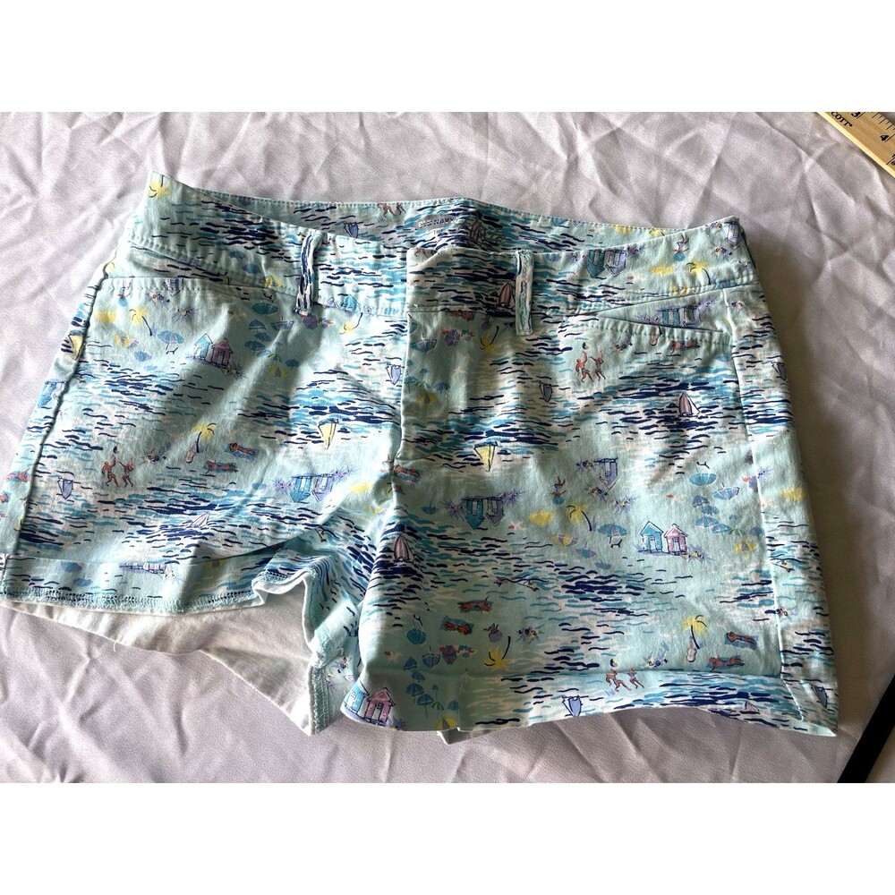 Old Navy Women’s 6 Regular Cotton Blend Blue/White Geometric Print Shorts